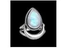 Crescent Moon Sterling Silver Ring for Women Rainbow Moonstone Ring Boho Ring Celestial Jewelry 