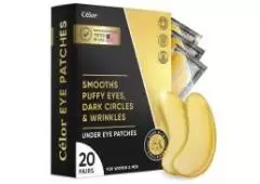 CÉLOR Under Eye Patches (20 Pairs) - Golden Eye Mask with Amino Acid & Collagen,