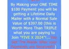 Five X 2024 - Unlimited $50 and $25 Payments for You for Life! Just Launched!!